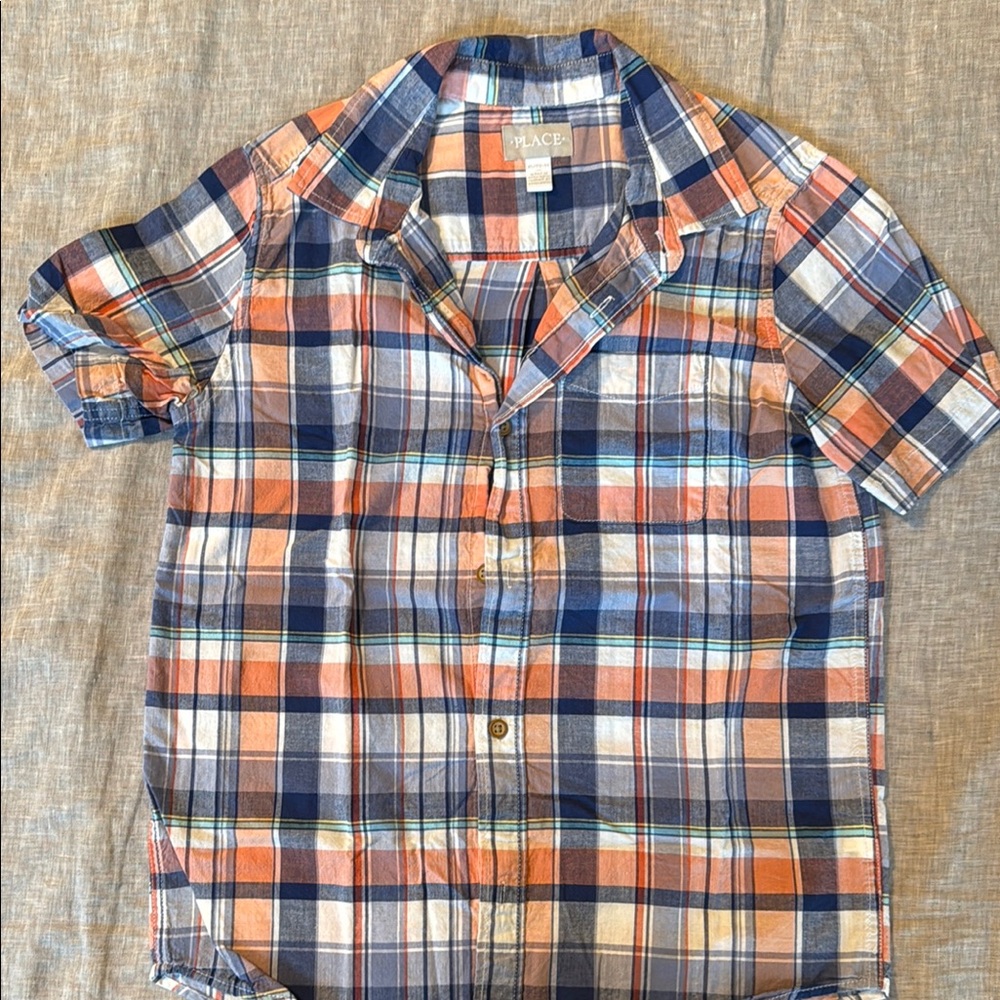 Kid’s Plaid Shirt - Blue and Orange